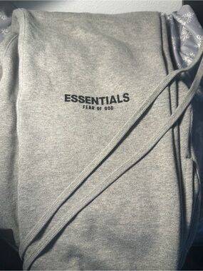 Essentials Grey Sweatpants with Logo Patch
